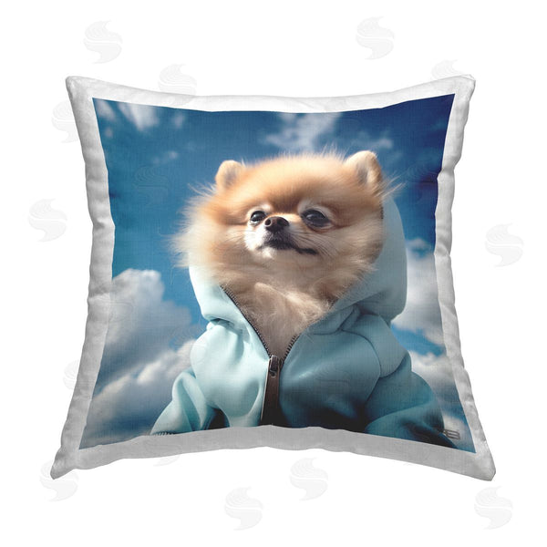 stupell industries Roozbeh Bahramali | Pomeranian Dog & Clouds Printed Throw Pillow