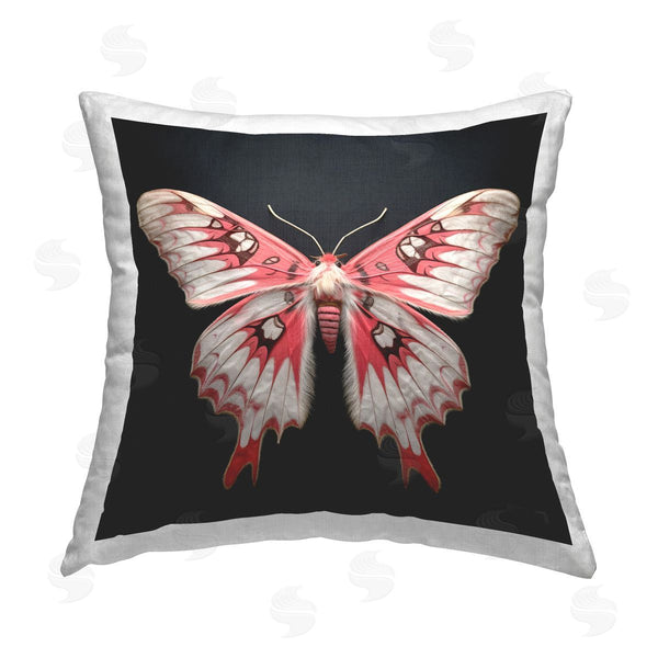 stupell industries Roozbeh Bahramali | Red & White Moth Printed Throw Pillow