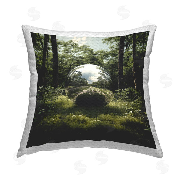 Stupell Industries Roozbeh Bahramali | Reflective Ball In Nature Printed Throw Pillow