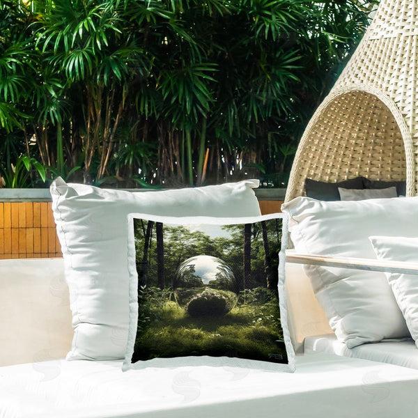 Stupell Industries Roozbeh Bahramali | Reflective Ball In Nature Printed Throw Pillow