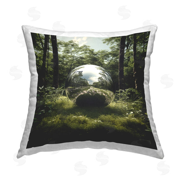 stupell industries Roozbeh Bahramali | Reflective Ball in Nature Printed Throw Pillow