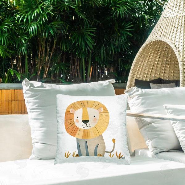 Stupell Industries Roozbeh Bahramali | Smiling Whimsical Lion Printed Throw Pillow