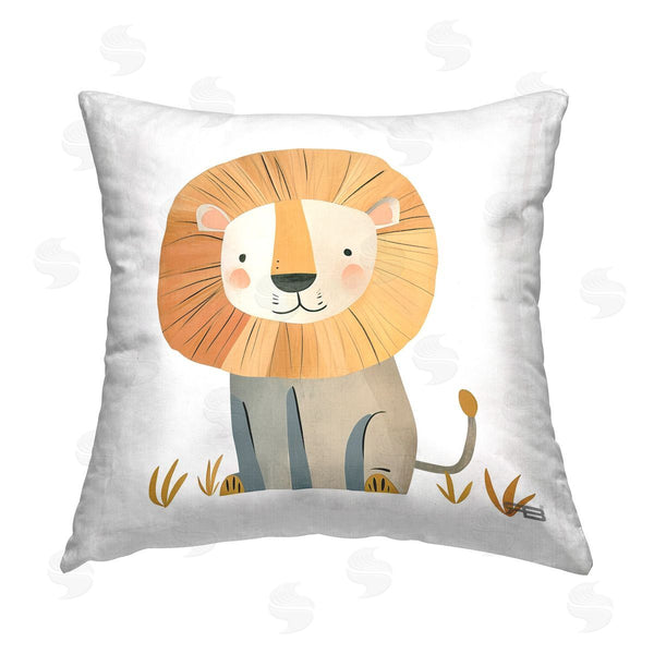 stupell industries Roozbeh Bahramali | Smiling Whimsical Lion Printed Throw Pillow