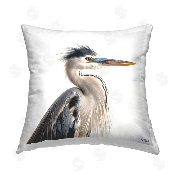 stupell industries Roozbeh Bahramali | Stoic Heron Looking Right Printed Throw Pillow