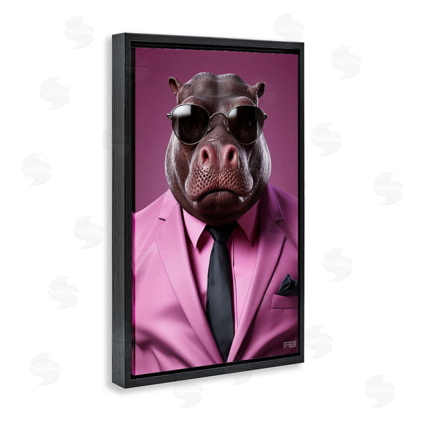 Stupell Industries Roozbeh Bahramali | Strong Hippo Purple Suit