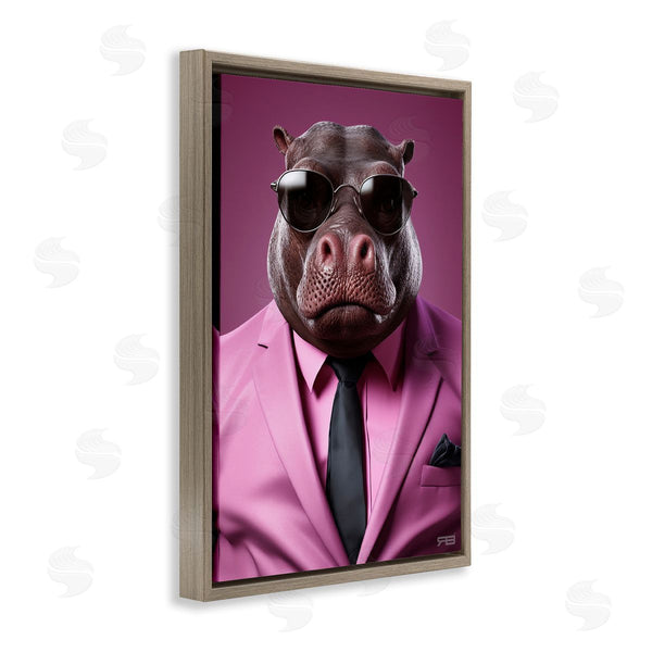 Stupell Industries Roozbeh Bahramali | Strong Hippo Purple Suit