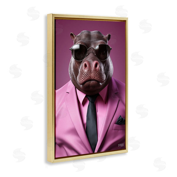 Stupell Industries Roozbeh Bahramali | Strong Hippo Purple Suit