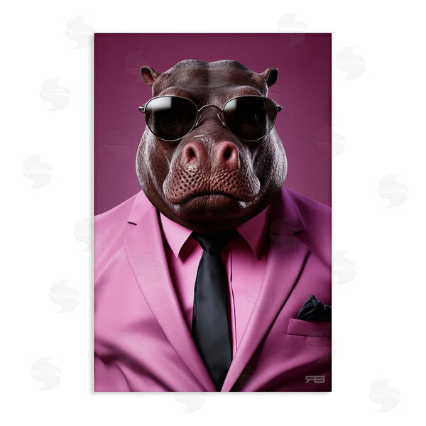 stupell industries Roozbeh Bahramali | Strong Hippo Purple Suit