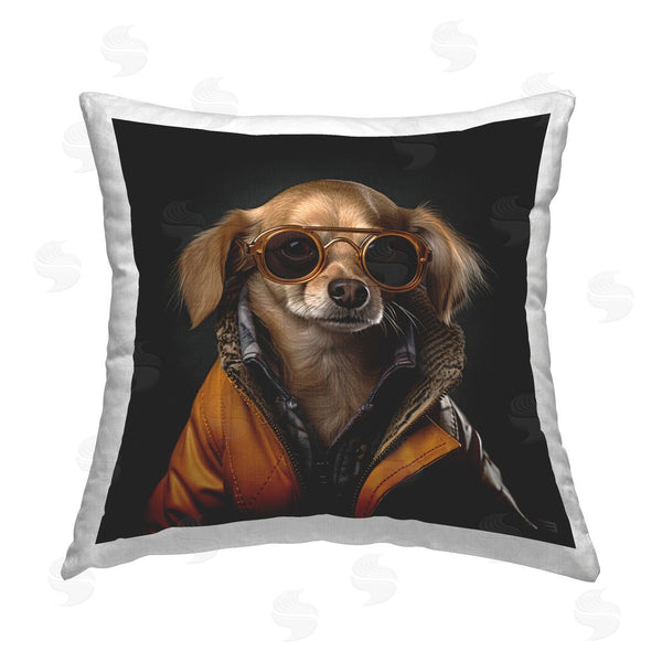 stupell industries Roozbeh Bahramali | Stylish Dog on Black Printed Throw Pillow