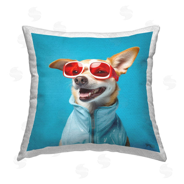 Stupell Industries Roozbeh Bahramali | Stylish Dog On Blue Printed Throw Pillow