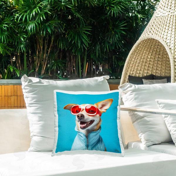 Stupell Industries Roozbeh Bahramali | Stylish Dog On Blue Printed Throw Pillow