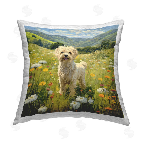 Stupell Industries Roozbeh Bahramali | Terrier Dog Rural Meadow Printed Throw Pillow