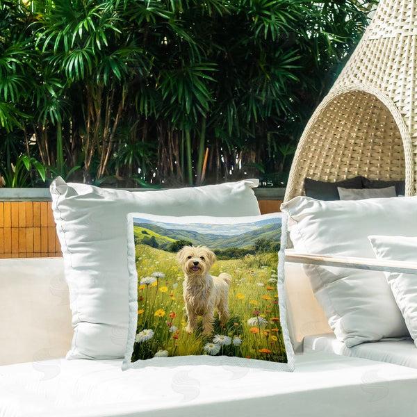 Stupell Industries Roozbeh Bahramali | Terrier Dog Rural Meadow Printed Throw Pillow