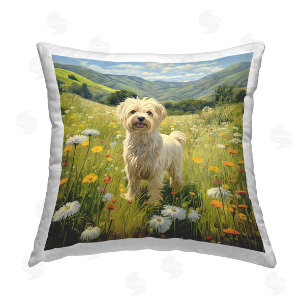 stupell industries Roozbeh Bahramali | Terrier Dog Rural Meadow Printed Throw Pillow