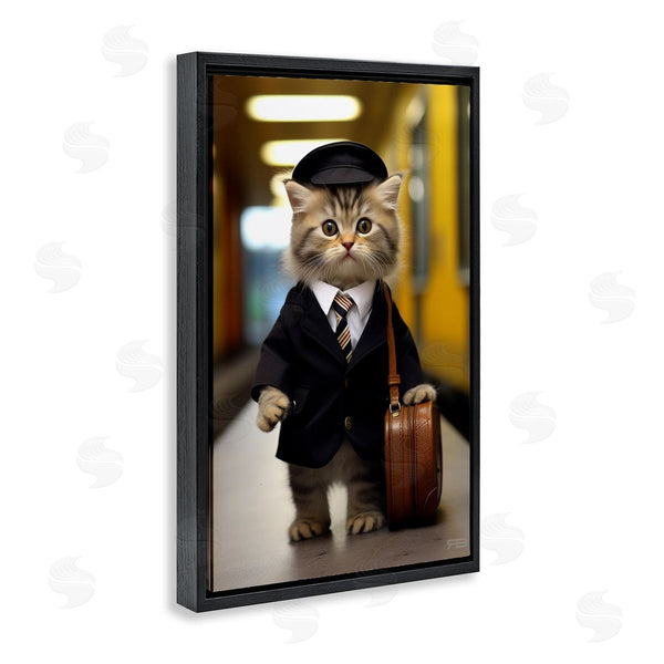 Stupell Industries Roozbeh Bahramali | Traveler Kitten And Briefcase