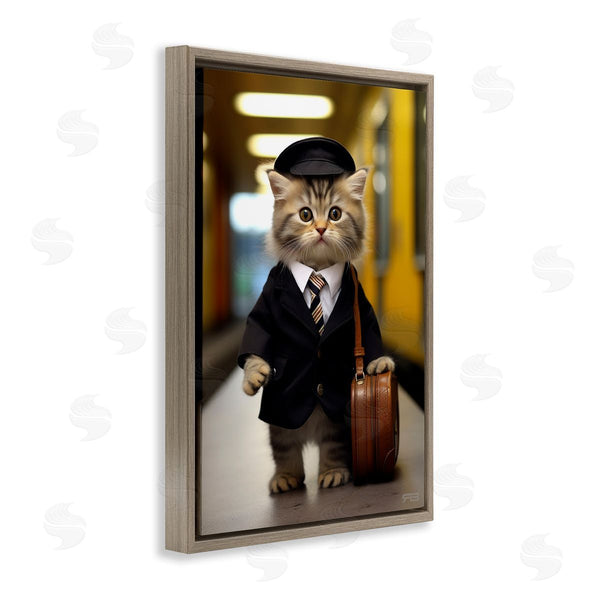 Stupell Industries Roozbeh Bahramali | Traveler Kitten And Briefcase