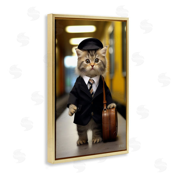 Stupell Industries Roozbeh Bahramali | Traveler Kitten And Briefcase