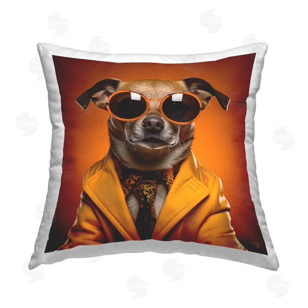 stupell industries Roozbeh Bahramali | Trendy Dog Yellow Suit Printed Throw Pillow