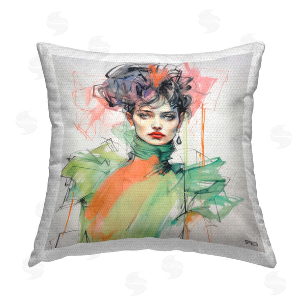 Stupell Industries Roozbeh Bahramali | Trendy Glam Portrait Printed Throw Pillow