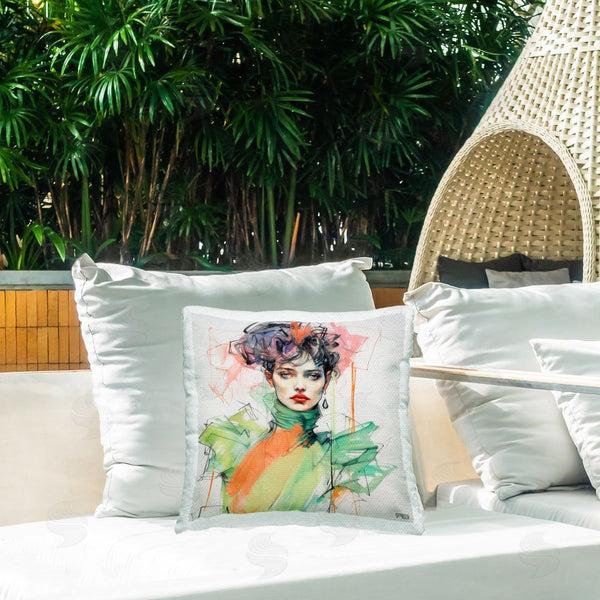 Stupell Industries Roozbeh Bahramali | Trendy Glam Portrait Printed Throw Pillow