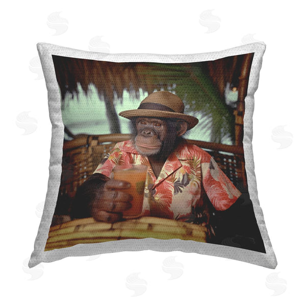 Stupell Industries Roozbeh Bahramali | Tropical Vacation Monkey Printed Throw Pillow