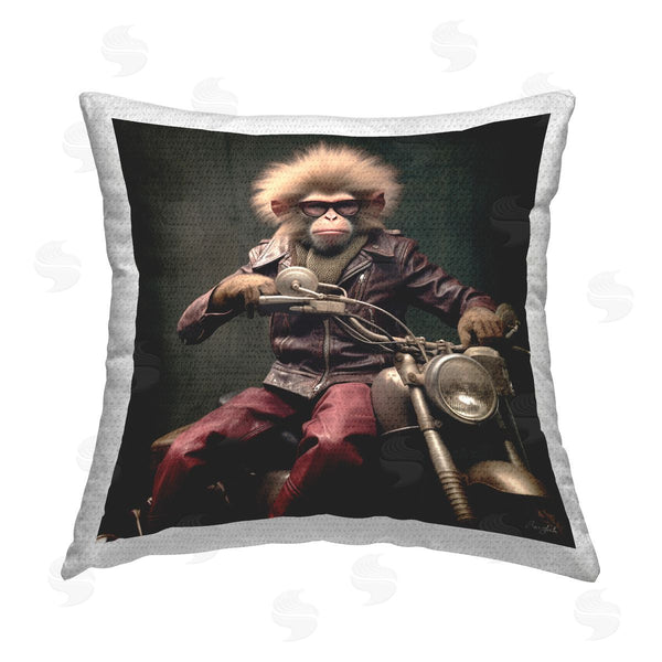 Stupell Industries Roozbeh | Biker Monkey Portrait Printed Throw Pillow