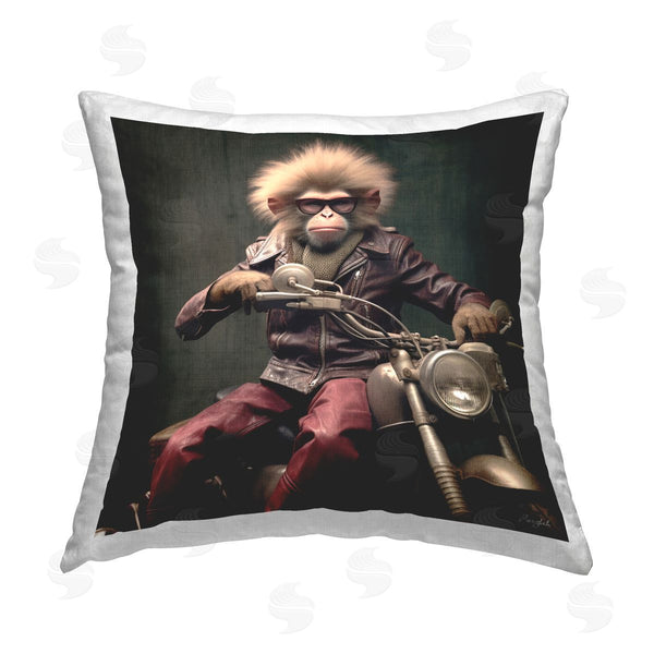 stupell industries Roozbeh | Biker Monkey Portrait Printed Throw Pillow