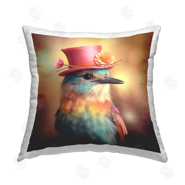 stupell industries Roozbeh | Bird in Top Hat Printed Throw Pillow
