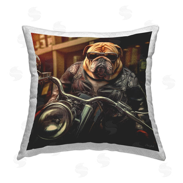 Stupell Industries Roozbeh | Bulldog On Motorcycle Printed Throw Pillow