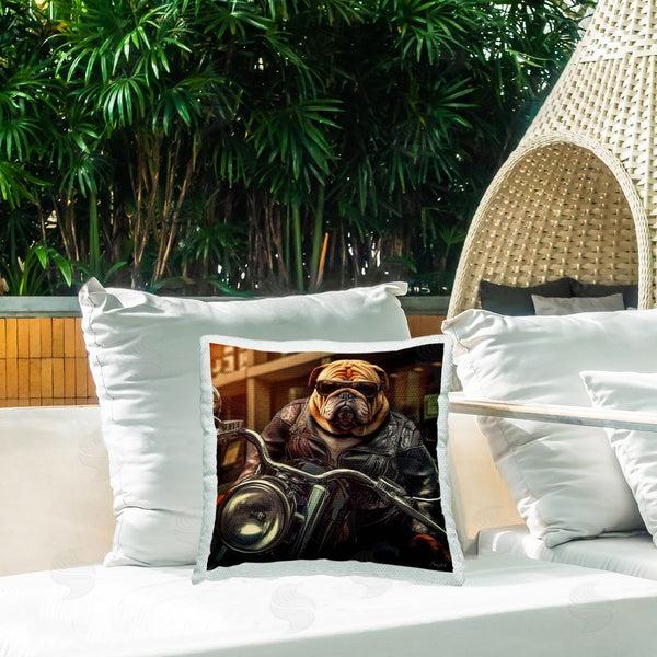 Stupell Industries Roozbeh | Bulldog On Motorcycle Printed Throw Pillow