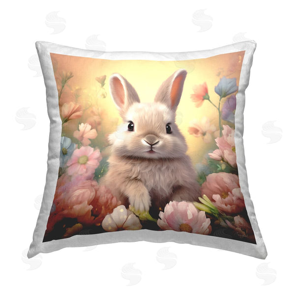 stupell industries Roozbeh | Bunny & Spring Blooms Printed Throw Pillow
