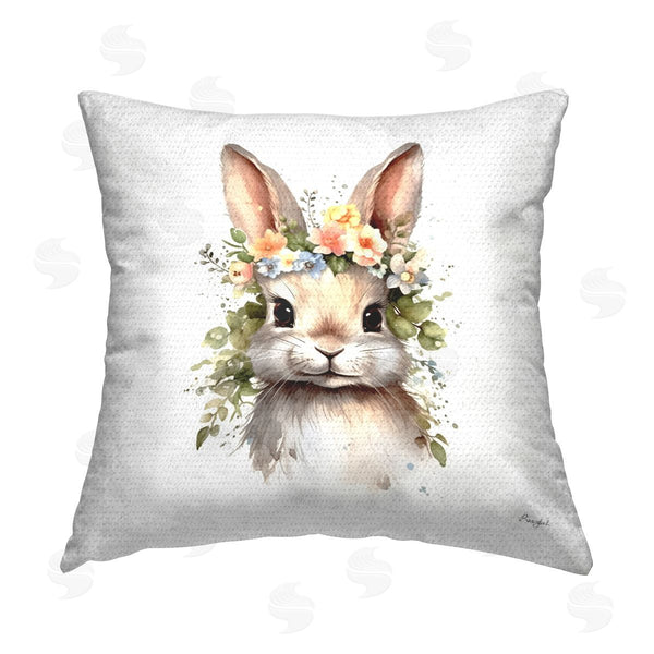 Stupell Industries Roozbeh | Bunny With Floral Garland Printed Throw Pillow
