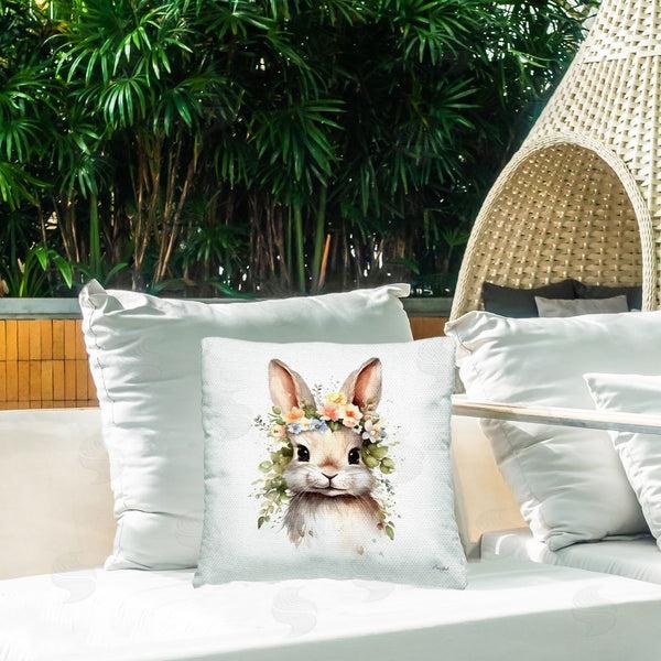 Stupell Industries Roozbeh | Bunny With Floral Garland Printed Throw Pillow