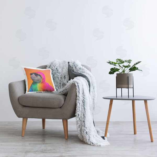Stupell Industries Roozbeh | Capybara Rainbow Hoodie Printed Throw Pillow