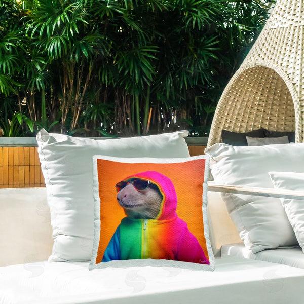 Stupell Industries Roozbeh | Capybara Rainbow Hoodie Printed Throw Pillow