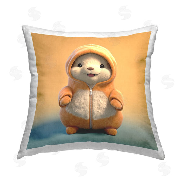 stupell industries Roozbeh | Chipmunk Wearing Orange Printed Throw Pillow