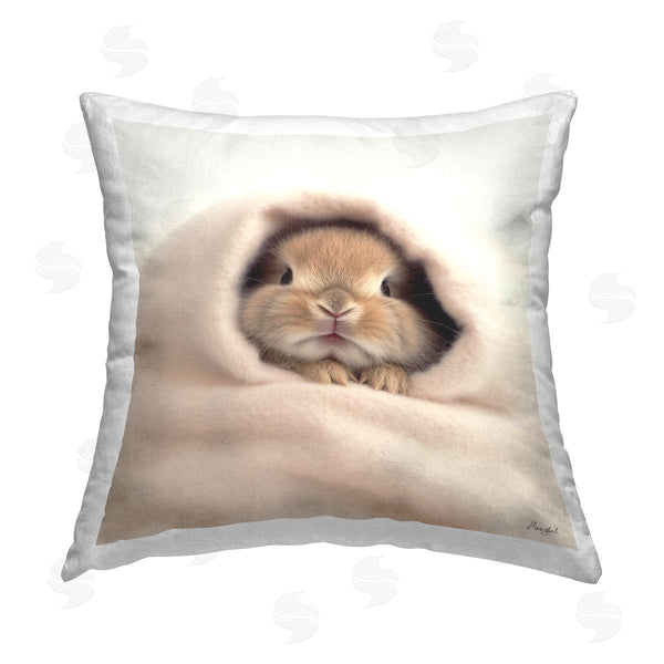 stupell industries Roozbeh | Cuddling Baby Bunny Printed Throw Pillow