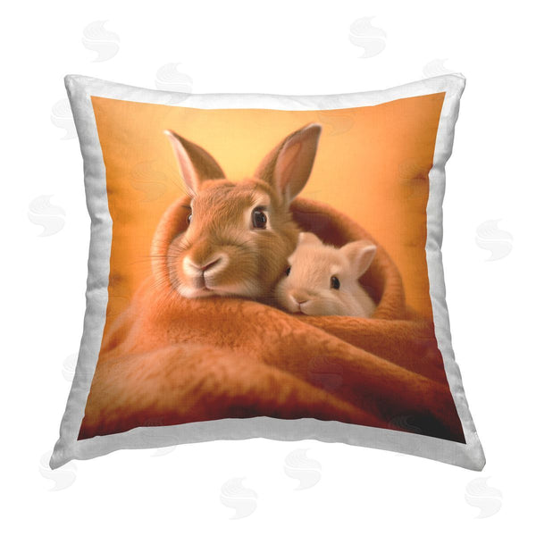stupell industries Roozbeh | Cuddling Baby Rabbits Printed Throw Pillow