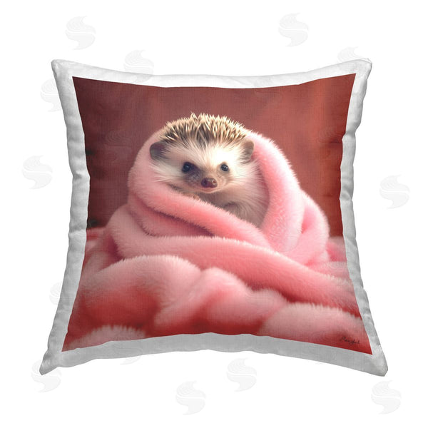 stupell industries Roozbeh | Cuddly Hedgehog in Blanket Printed Throw Pillow