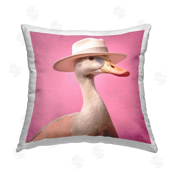 Stupell Industries Roozbeh | Duck With Hat On Pink Printed Throw Pillow