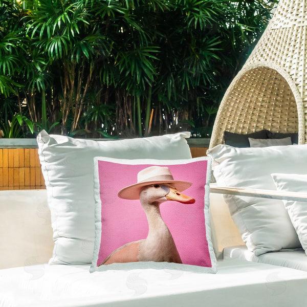 Stupell Industries Roozbeh | Duck With Hat On Pink Printed Throw Pillow