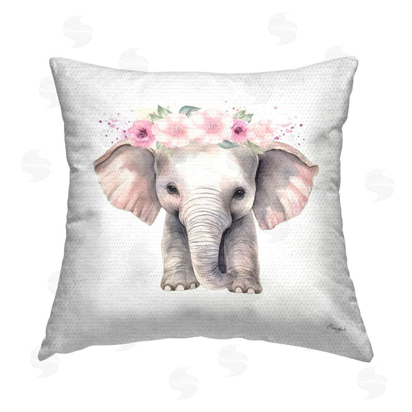 Stupell Industries Roozbeh | Elephant & Pink Flowers Printed Throw Pillow