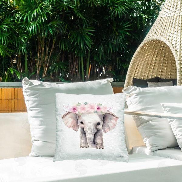 Stupell Industries Roozbeh | Elephant & Pink Flowers Printed Throw Pillow