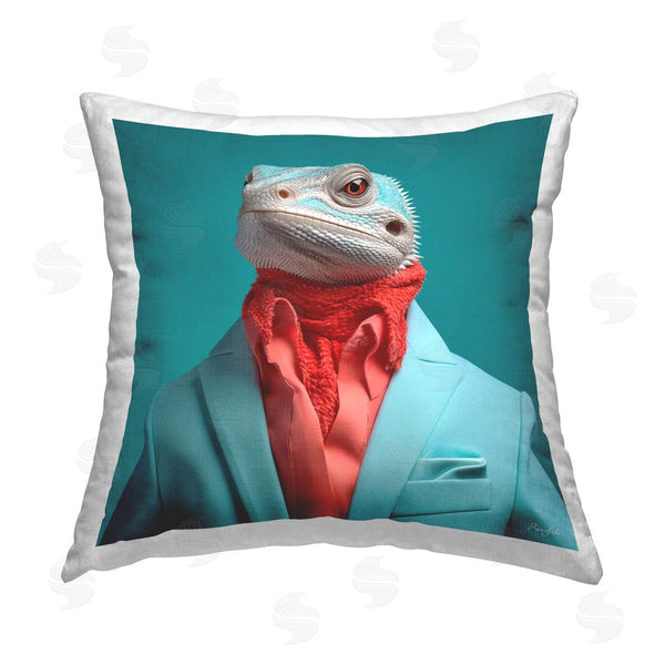 stupell industries Roozbeh | Fancy Iguana Fashion Printed Throw Pillow