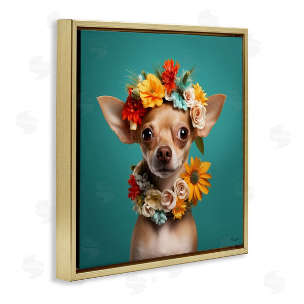 Stupell Industries Roozbeh | Floral Chihuahua Portrait Wall Art