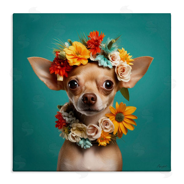 stupell industries Roozbeh | Floral Chihuahua Portrait Wall Art