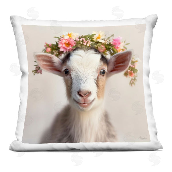 stupell industries Roozbeh | Flower Crowned Goat Throw Pillow
