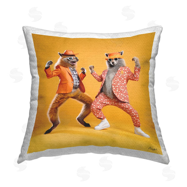 Stupell Industries Roozbeh | Foxes Dancing On Yellow Printed Throw Pillow