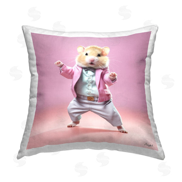 stupell industries Roozbeh | Fun Dancing Hamster Printed Throw Pillow