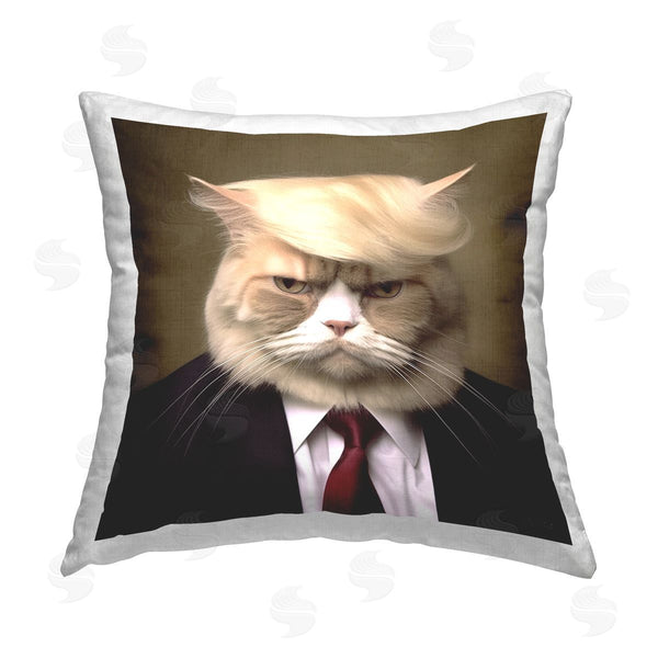 stupell industries Roozbeh | Funny Trump Cat Printed Throw Pillow